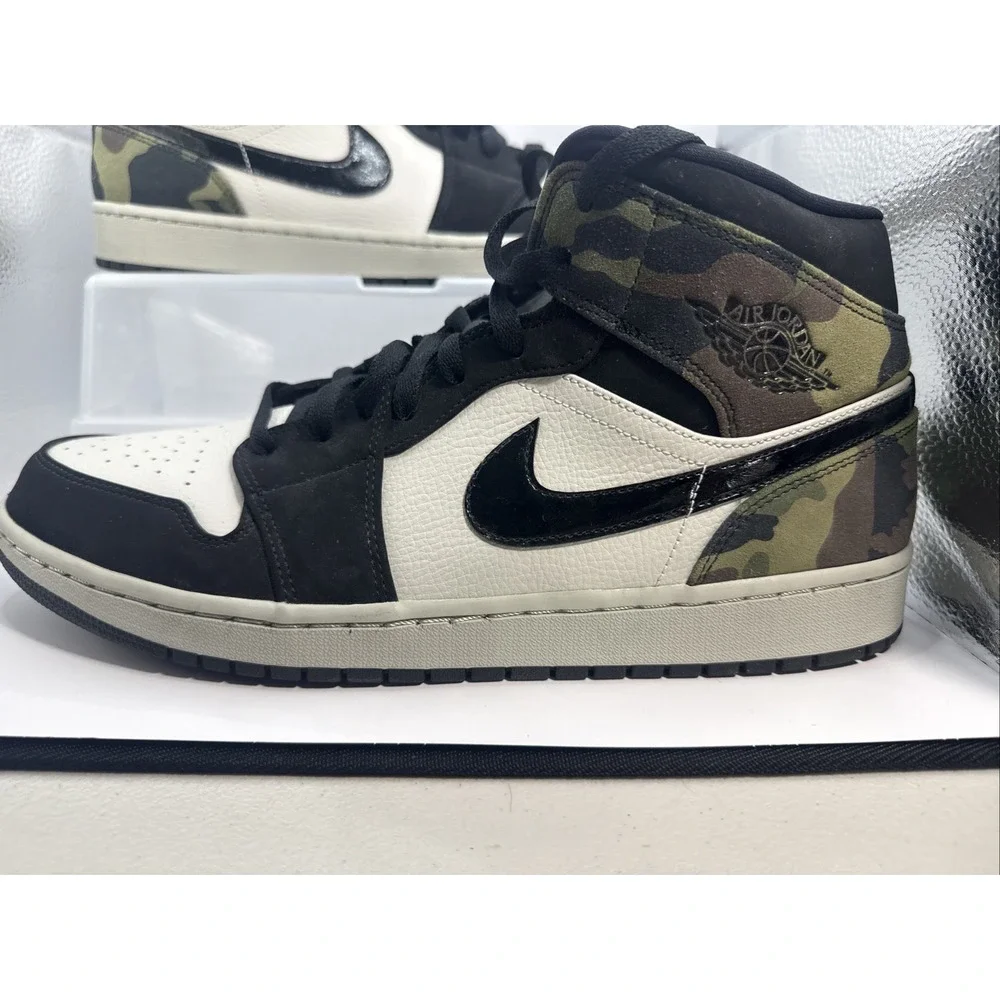 Nike Air Jordan 1 Mid SE Camouflage Bone/Black Mens Size 13 CW5490-001 EUC 2020